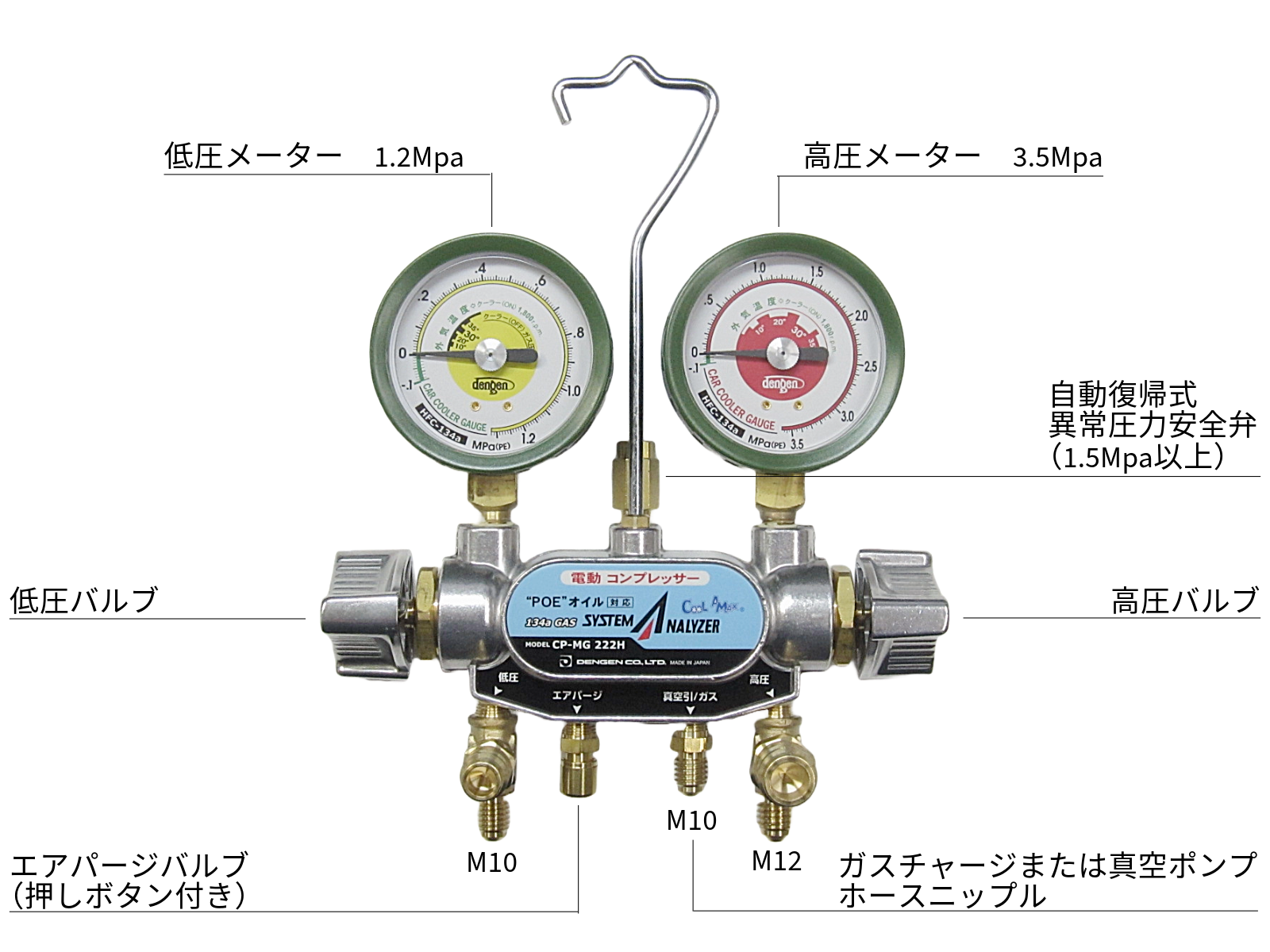 R-134a/POE専用 2バルブ マニホールドゲージ | デンゲン株式会社
